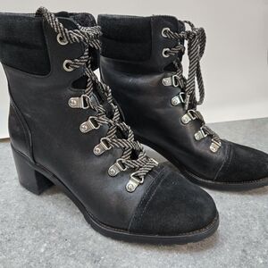Sam Edelman Women's 7M Manchester Black Ankle Booties  Cap Toe Lace Up EU37